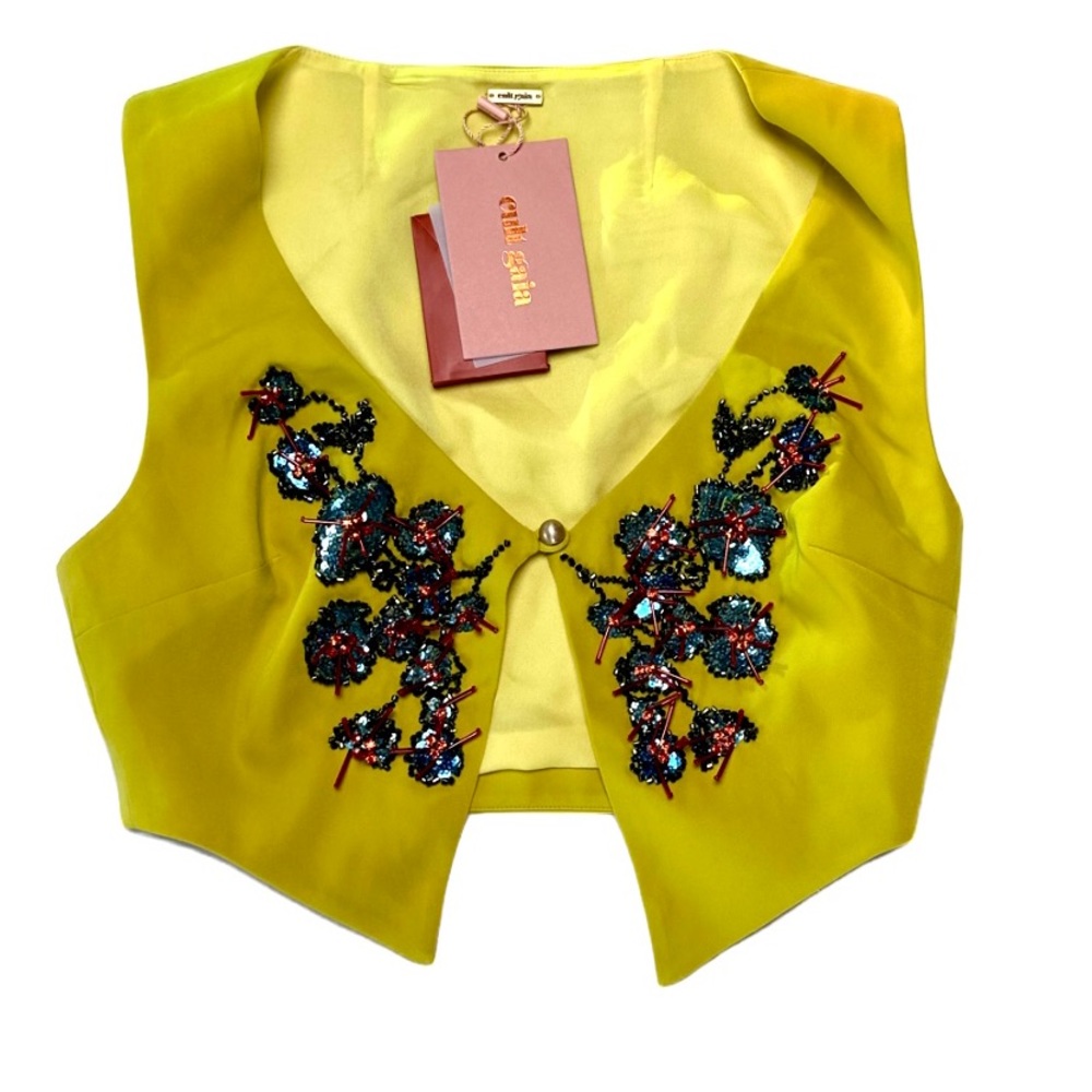 Cult Gaia Yellow Embellished Top